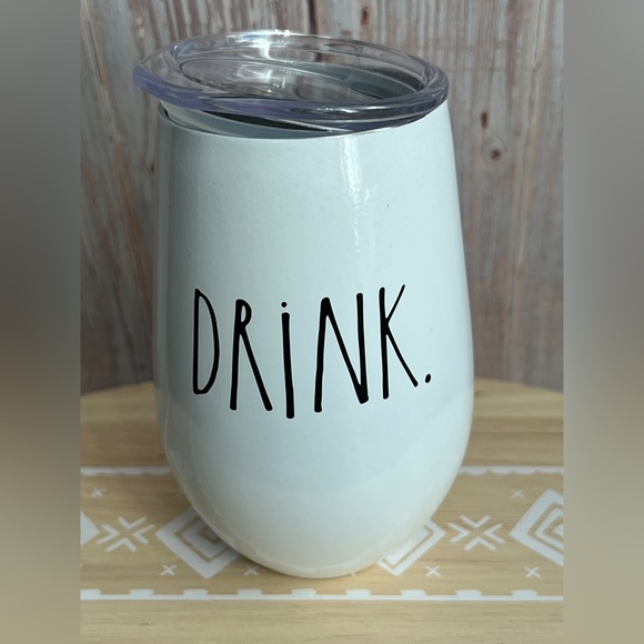 Rae Dunn Stainless Steel Wine Tumbler “Drink” with plastic lid. - Picture 2 of 8